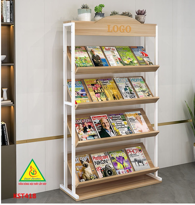 Kệ trưng bày sản phẩm, hàng hóa , kệ trang trí khung sắt mặt gỗ KST418- Nội thất lắp ráp Viễn Đông Adv