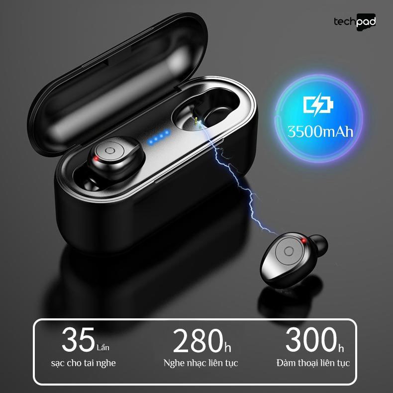 Tai Nghe Bluetooth Không Dây ADEMAX 5.0 F9 - Tai Nghe Airpods Cao Cấp - Kiểu Dáng Độc Đáo, Nhỏ Gọn - Âm Thanh Mềm Mượt, Thoải Mái, Không Làm Nhức Tai - Hàng chính hãng