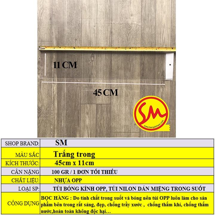 TÚI BÓNG OPP DÁN MIỆNG trong suốt GIÁ RẺ 45x11cm chuyên dùng ĐÓNG GÓI CÁC SẢN PHẨM MỘT CÁCH DỄ DÀNG