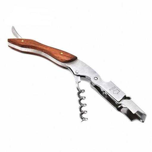 Dụng cụ khui rượu inox cán gỗ cao cấp