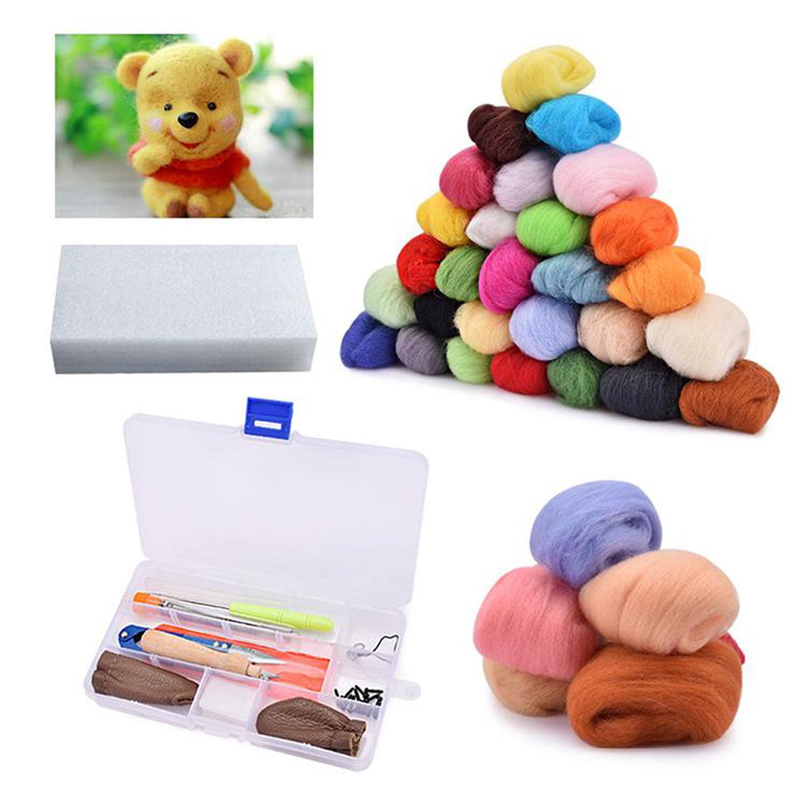 Needle Felting Kit, Wool Roving 36/50 Colors Set, Needle Felting Supplies for Starter, Wool Felt Tools Storage Box,Handwork, Crafts Making Kits
