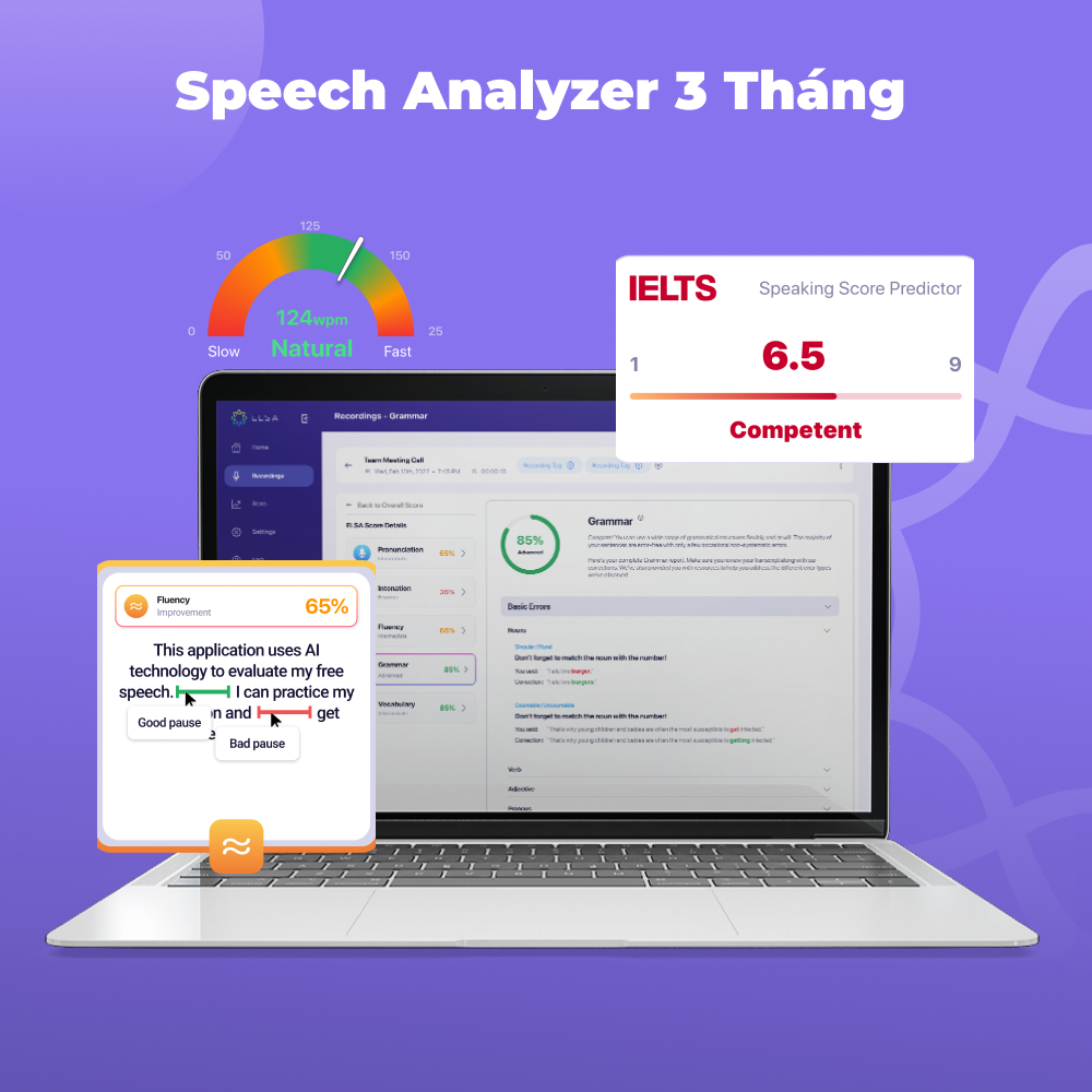 Combo Phần Mềm Speech Analyzer 3 tháng và Khóa luyện thi chứng chỉ quốc tế ELSA by HarperCollins-Skills For TOEFL iBT