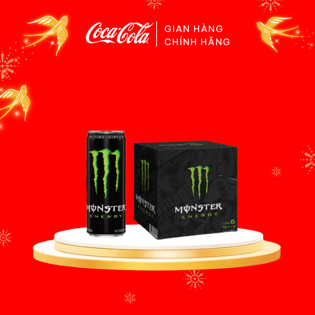 Hộp 6 lon nước tăng lực Monster Energy (355ml x 6)