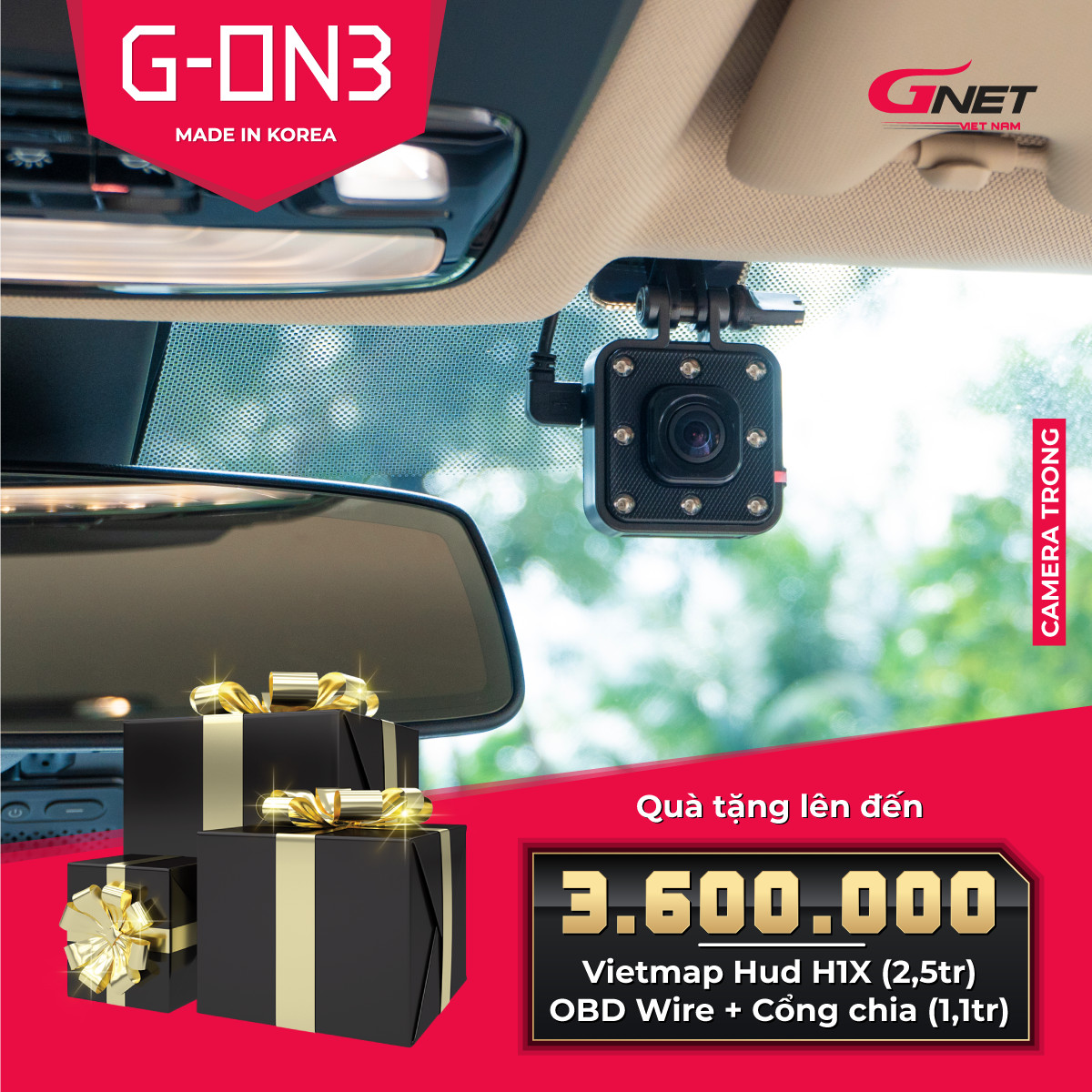 [Hỗ trợ lắp đặt] CAMERA HÀNH TRÌNH CHUYÊN DỤNG HÀN QUỐC GNET G-ON 3 - HÀNG CHÍNH HÃNG