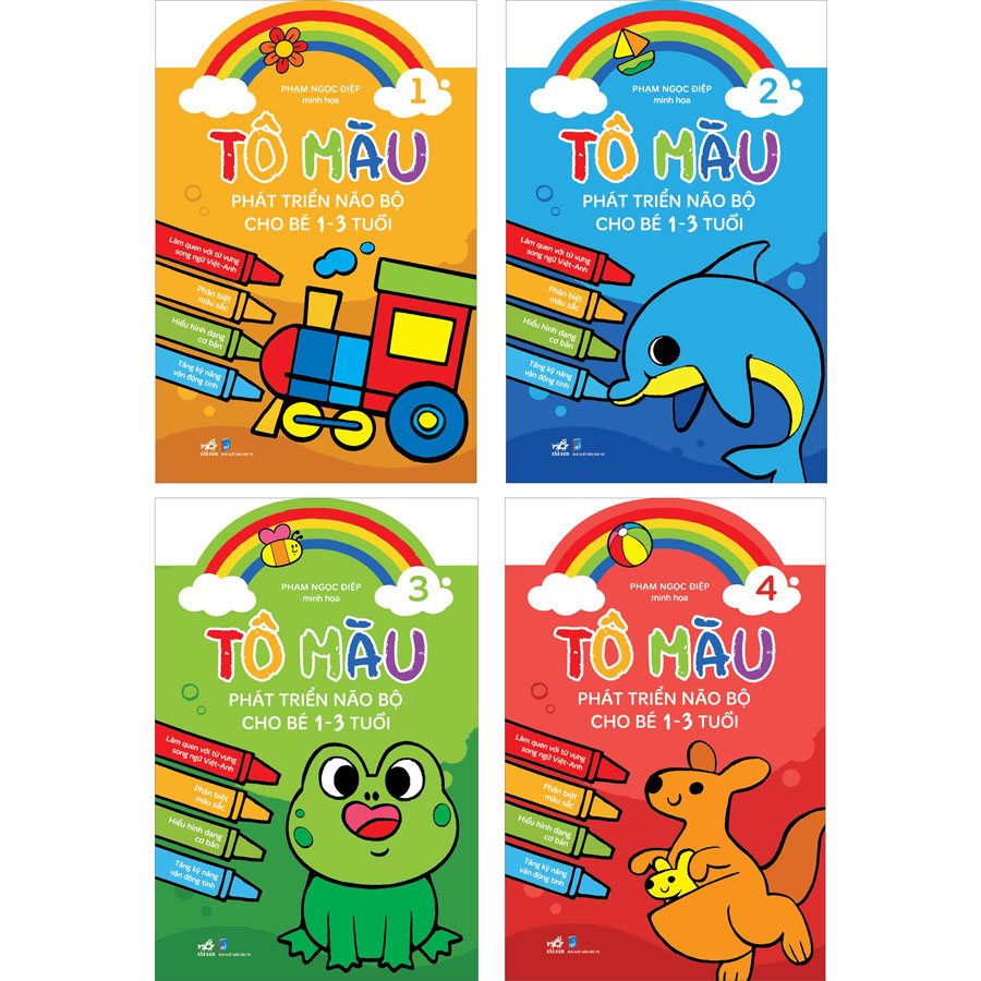 Combo 4 Cuốn: Tô Màu Phát Triển Trí Não Bộ Cho Bé 1-3 Tuổi