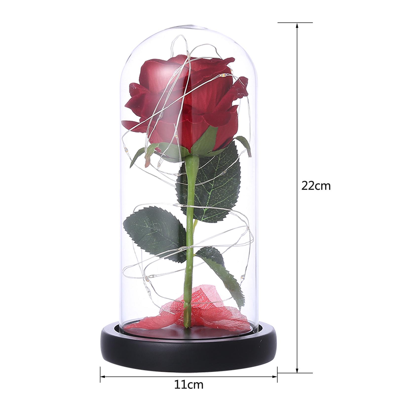 Hoa hồng trang trí lồng thủy tinh có đèn lãng mạn để trang trí, quà tặng lễ tình nhân