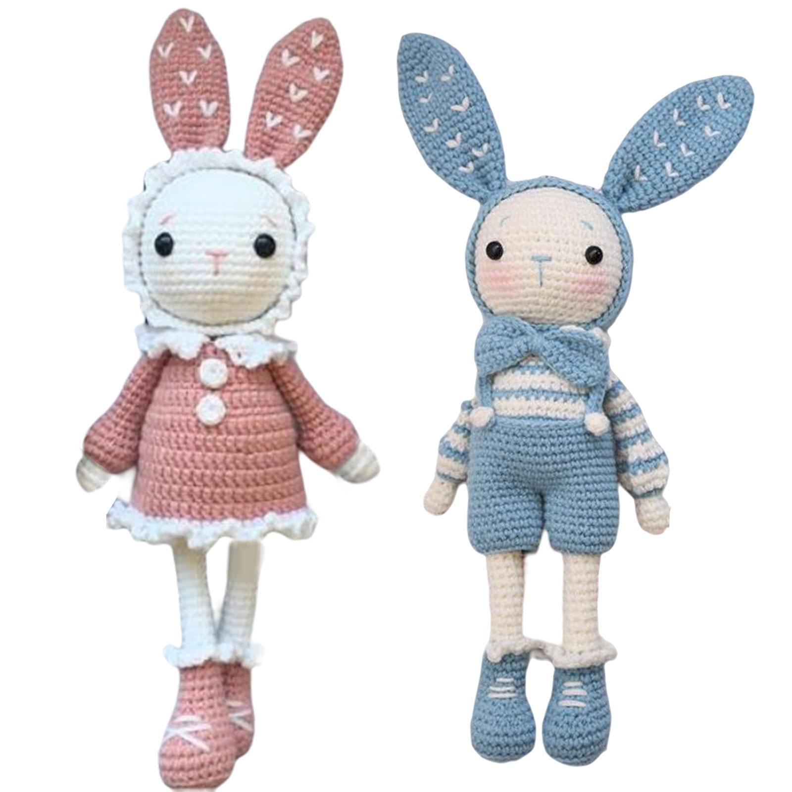 Handmade Beginner Crochet Kit, A Pair of Rabbit Crocheting Crafts Hand Made Toy