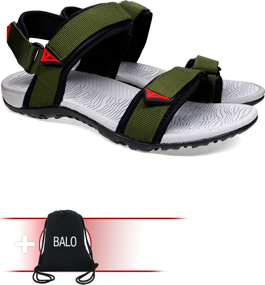 Giày Sandal Việt Thủy Quai Ngang VT01 - Xanh Rêu - Tặng Kèm Balo Túi Rút