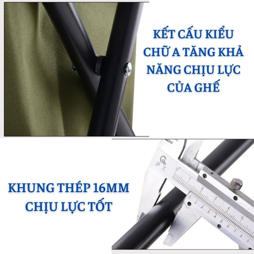 Ghế Xếp Du Lịch Gấp Gọn Đi Dã ngoại Cắm Trại Ngồi Câu Cá Khung Thép Chịu Lực 260 Kg