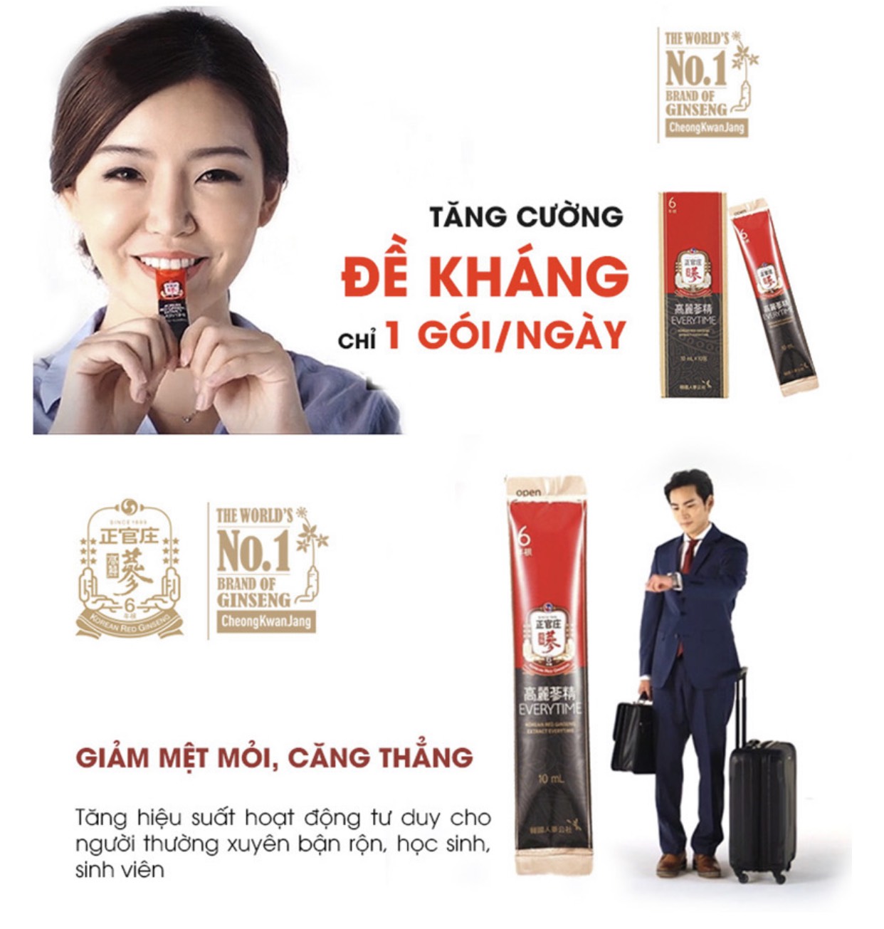 Tinh Chất Hồng Sâm Hàn Quốc KGC Jung Kwan Jang Everytime Original 10ml x 30 gói