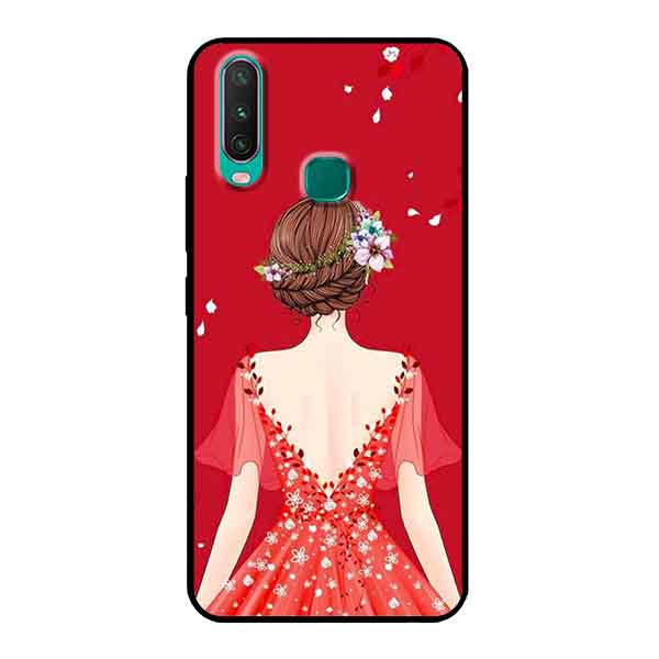 Ốp Lưng in cho Vivo Y15 Mẫu Cô Gái Váy Đỏ - Hàng Chính Hãng
