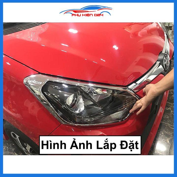 Ốp viền đèn pha hậu mạ crom Toyota Wigo chống trầy trang trí bảo vệ xe
