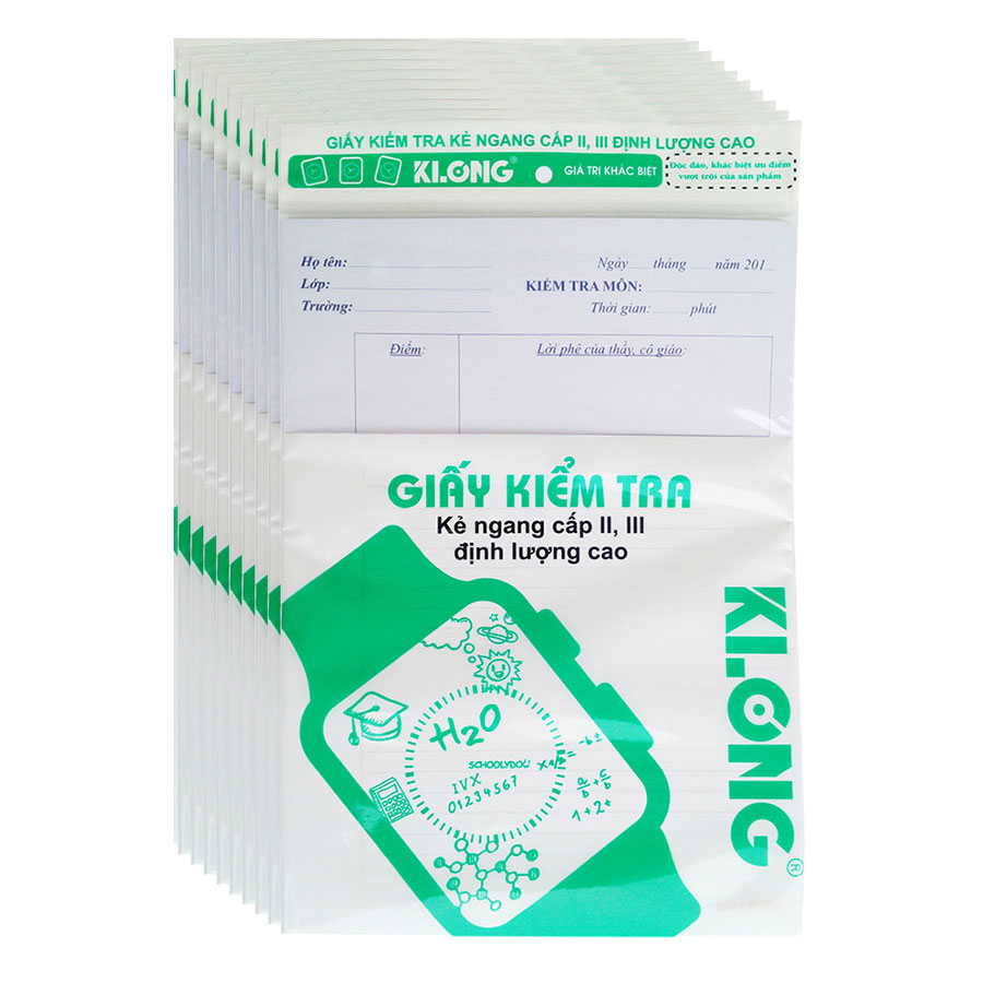 Lốc 10 Giấy Kiểm Tra Cấp 2, 3 Klong B5 MS 277 (25 Tờ)