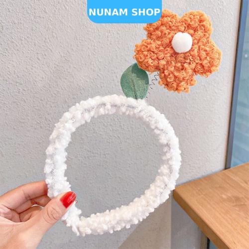 Cài tóc lò xo bông hoa lông xù dễ thương cute cho nữ Nunam Shop