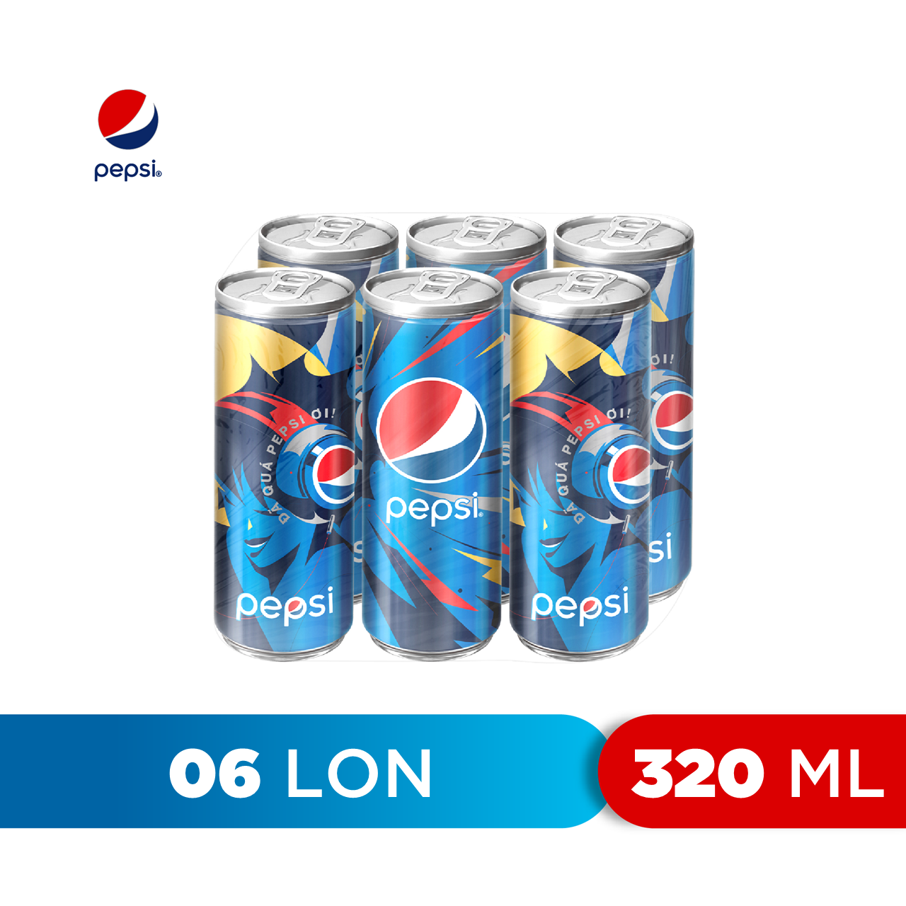 Lốc 6 Lon Nước Ngọt Có Gaz Pepsi
