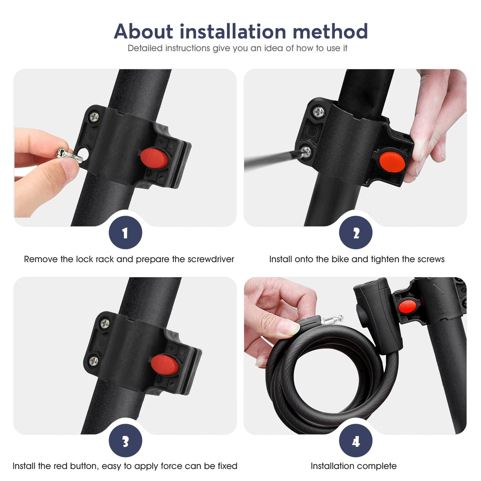 Khóa Xe Đạp Với 2 Chìa Khóa, Khóa Xích Xoắn Ốc 120Cm Màu Đen, Khóa Cáp Xe Đạp, Khóa Xe Đạp Bảo Mật Rất Cao Cho Xe Đạp, Xe Ba Bánh, Xe Tay Ga, Xe Máy, Xe Đạp Điện