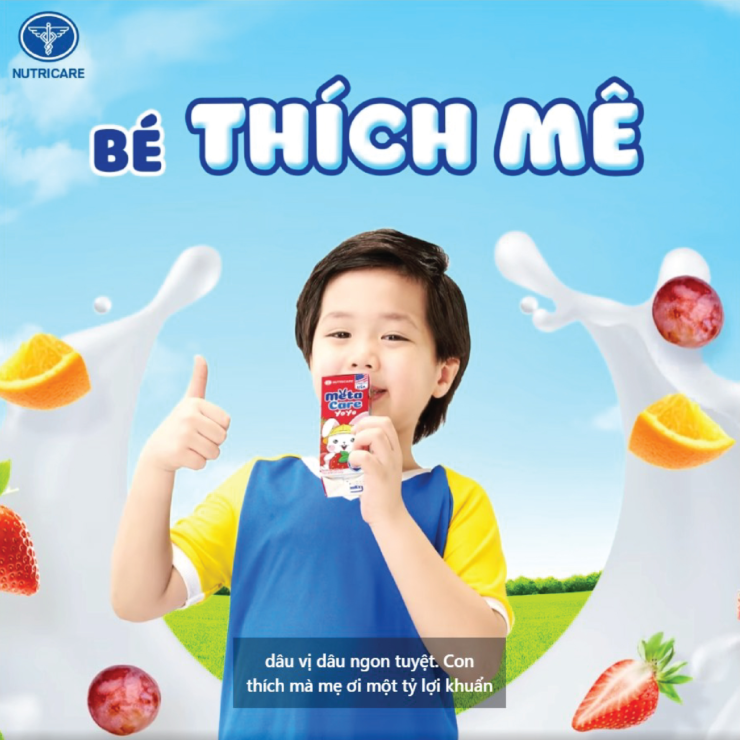 Sữa nước Nutricare MetaCare Yoyo vị chua hương CAM 1 tỷ lợi khuẩn