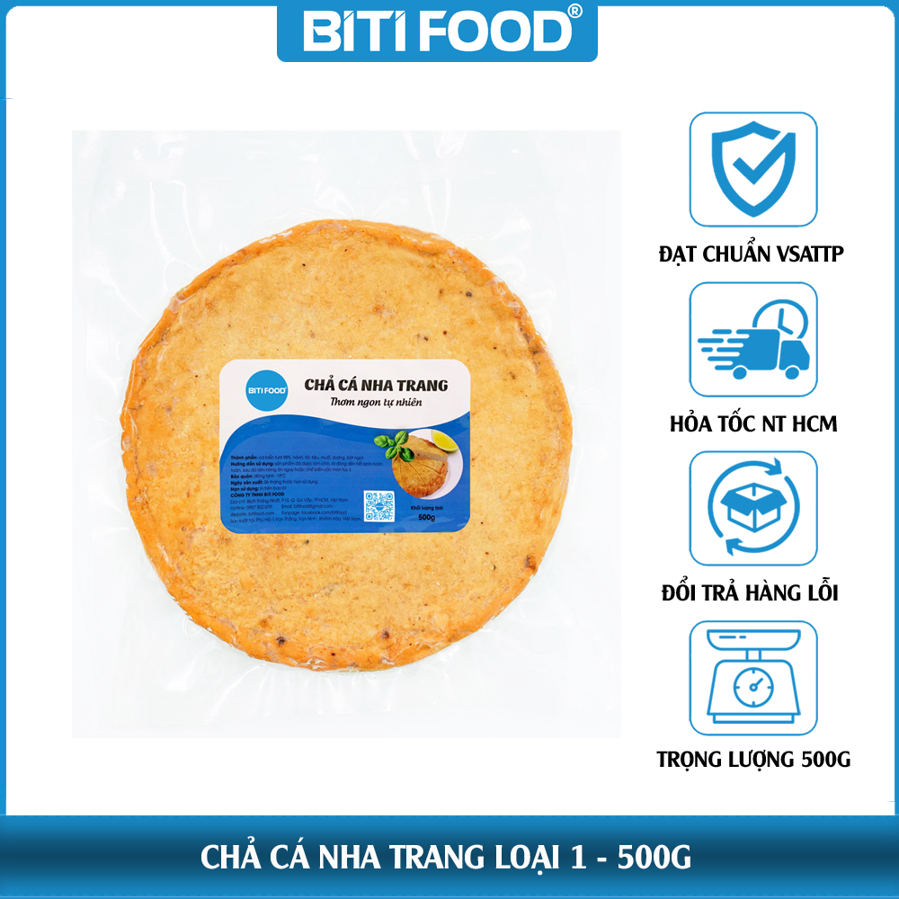 Chả Cá Nha Trang loại 1, 500g/ túi kiểm định ATVSTP, Chả Cá Chiên BiTi FOOD, Giao nhanh HCM