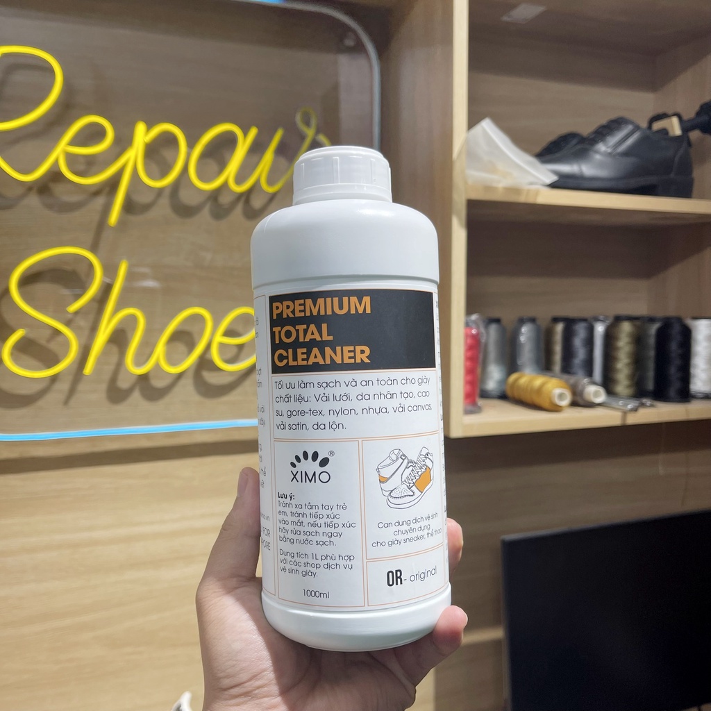 Can dung dịch vệ sinh chăm sóc giày XIMO Prenium Total Clean phù hợp cho các đại lý - 1000ml