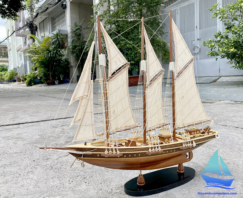 Du thuyền Atlantic dài 70cm gỗ tự nhiên, mô hình thuyền buồm gỗ trang trí nhà cửa, quà tặng khai trương tân gia cao cấp
