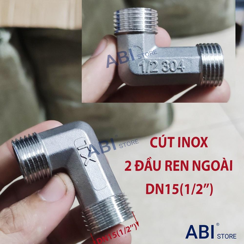 Cút 2 đầu ren ngoài dn15(1/2''), cút góc inox 21 loại đẹp