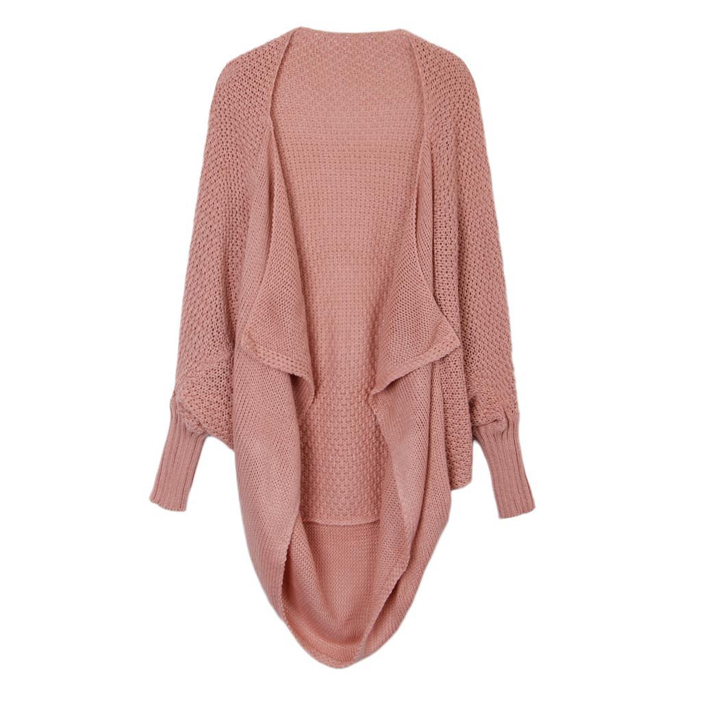 Womens Solid Cardigan Slouchy Loose Sweater Batwing Long Sleeve Chunky Knitted Front Open Outwear