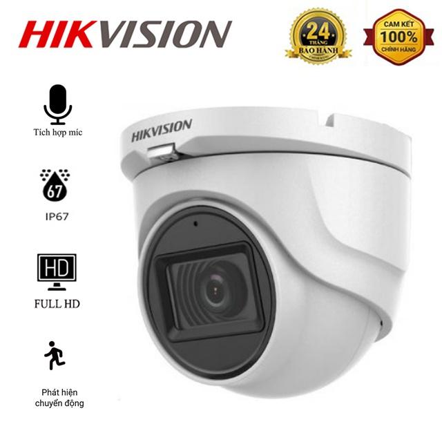 Camera Analog Bán Cầu 2MP HIKVISION DS-2CE76D0T Tích Hợp Micro, IP67, Nét Full HD - Hàng Chính Hãng