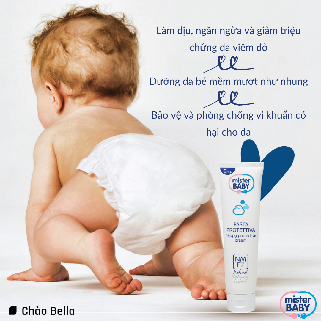 Kem Hăm Cho Bé Mister Baby Nappy Protective Cream (ITALY) | Bảo Vệ Da - Giữ Ẩm - Ngăn Ngừa Nổi Mẩn &amp; Tấy Đỏ (100m)