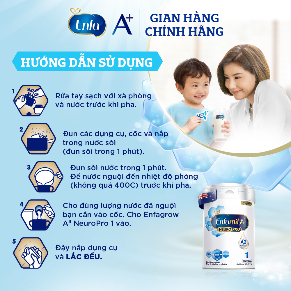 Sữa bột Enfamil A2 Neuropro 1 cho trẻ từ 0 - 6 tháng tuổi – 800g