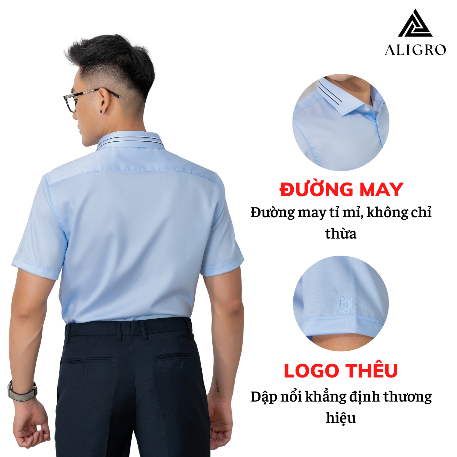 Áo sơ mi cộc tay cotton chống nhăn nam Aligro ALGS-C111