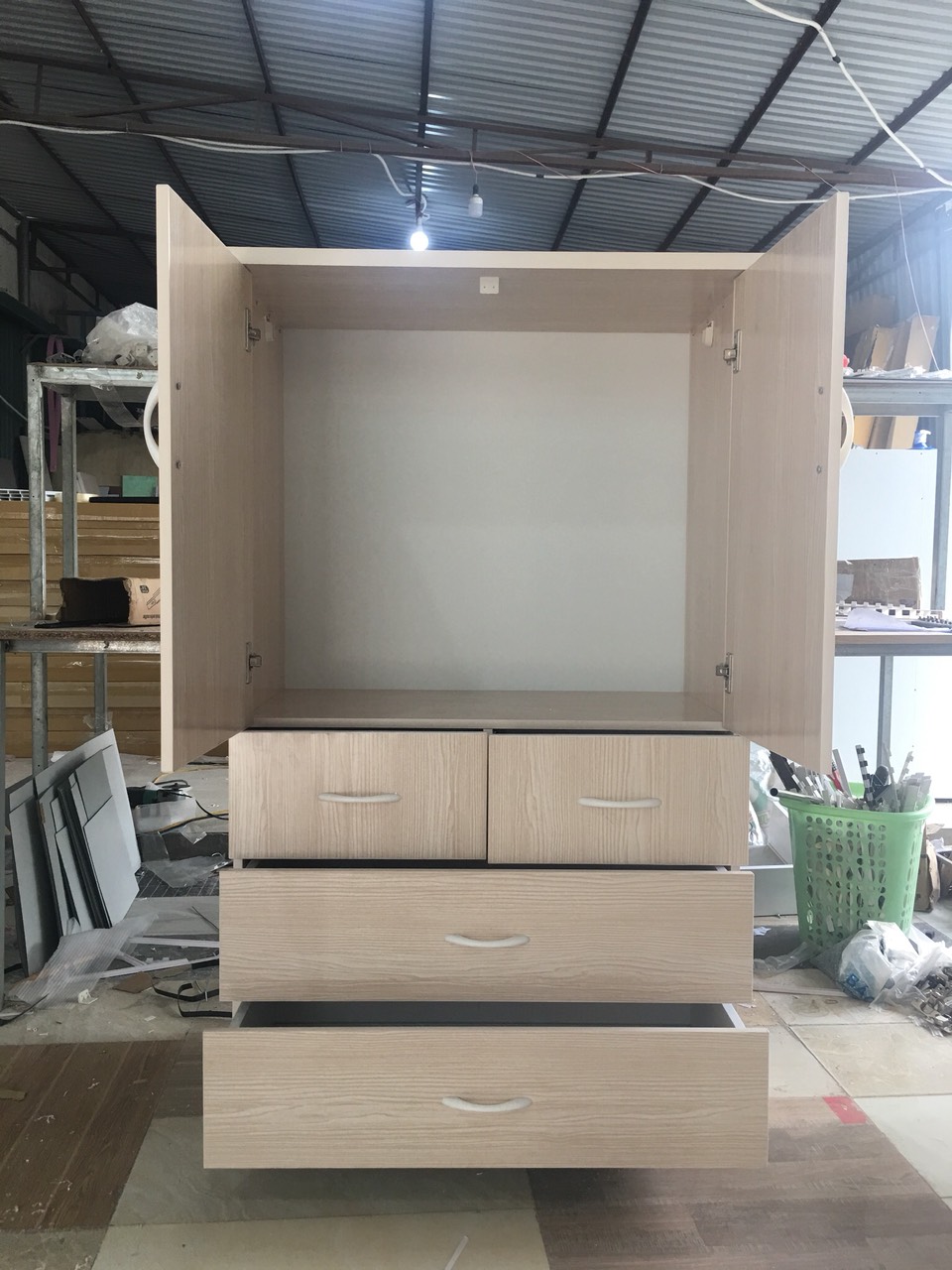 Tủ 2 cánh 4 ngăn kéo rộng 85cm cao 1m4