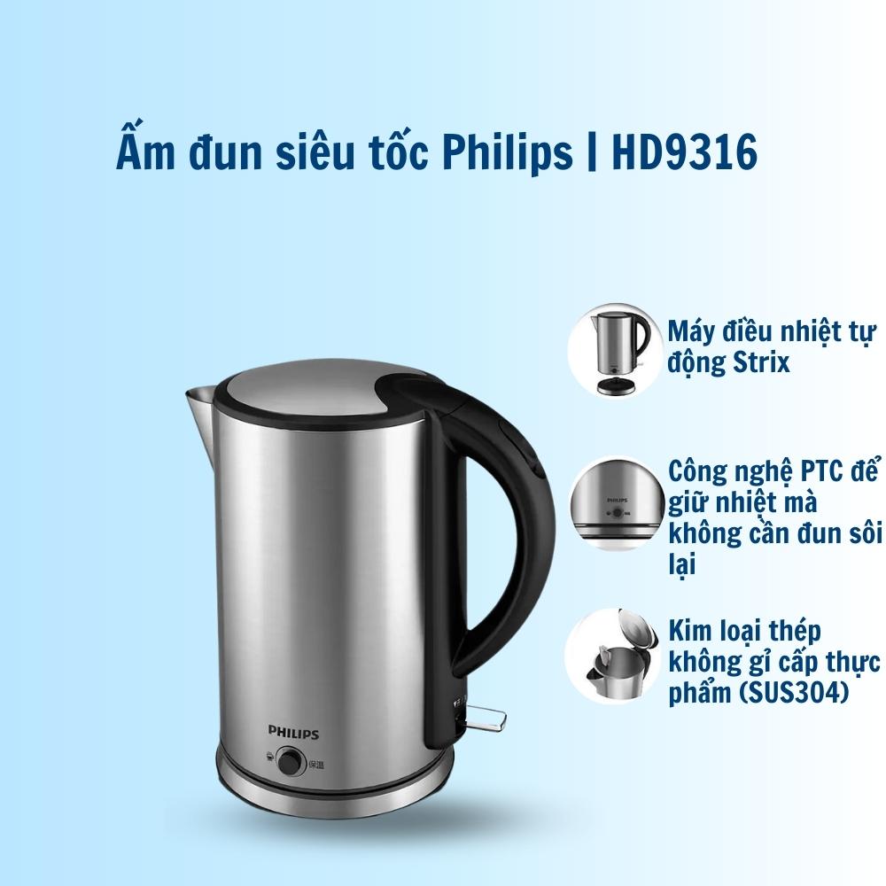 Nhập CECAMP30KD5 giảm 30K Âm siếu tốc Philips HD9316 dung tích 1. 7 Lít - Hàng nhập khẩu