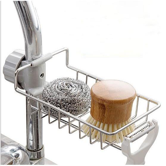 Giá Treo Vòi Đựng Đồ, Giẻ Rửa Chén Bát - Kệ Gắn Vòi INOX Để Đồ Giẻ Rửa Chén Bát