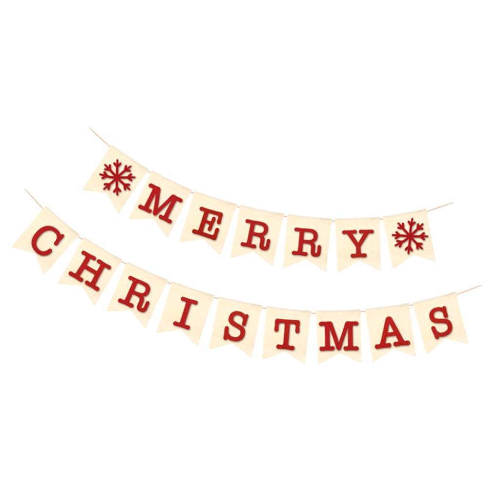 Vintage Burlap Merry Christmas Snowflake Banner Garland Hanging Decor 2m 1
