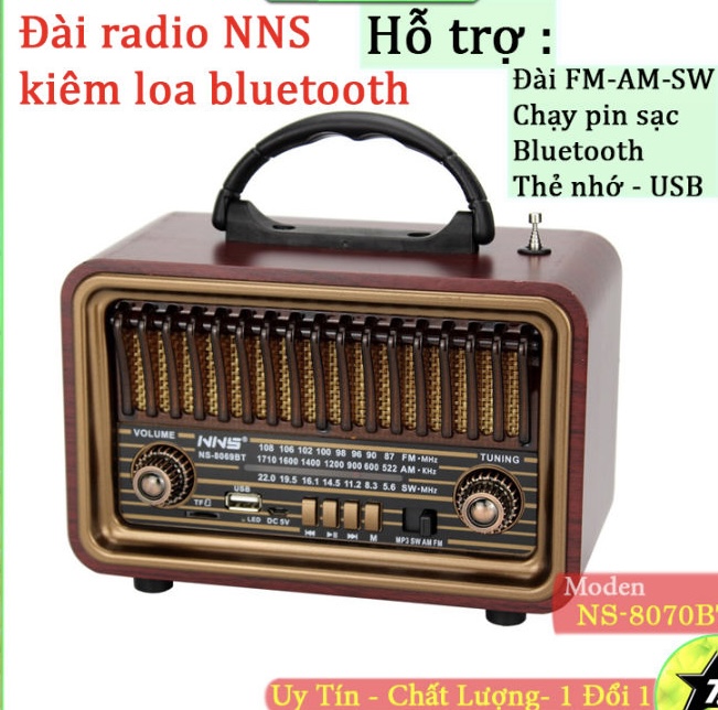 Đài FM Bluetooth/USB/TF NNS 8070BT Đài phát thanh cổ điển Hàng Chính Hãng