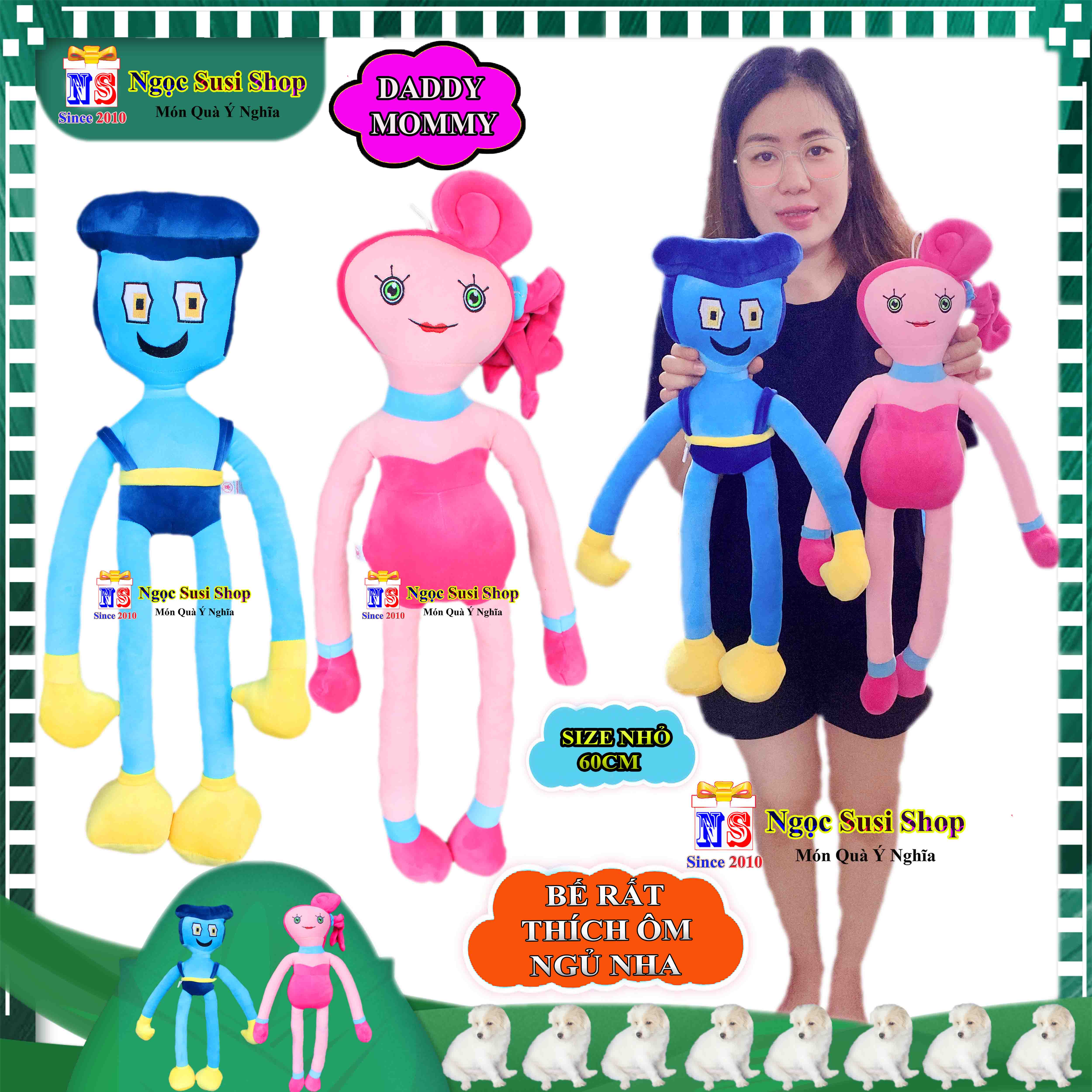 GỐI ÔM THÚ BÔNG MOMMY LONG LEGS DADDY LONG LEGS HUGGY POPPY SIÊU ĐÁNG YÊU CHO BÉ ÔM NGỦ - THÚ BÔNG MOMMY DADDY