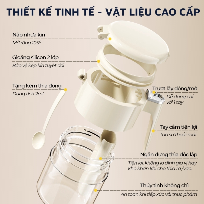 Lọ đựng gia vị 370ml thông minh DandiHome 2026