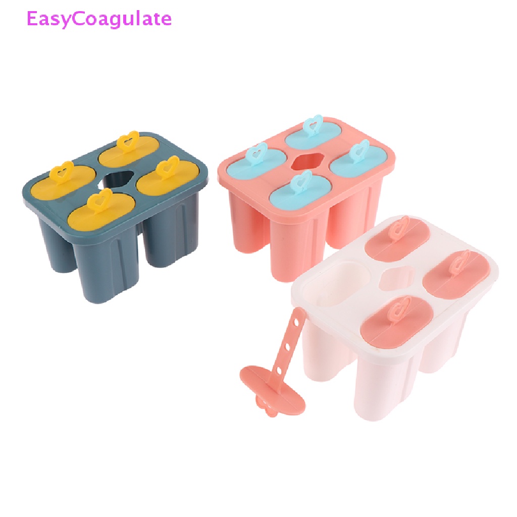 Bộ Khuôn Làm Kem 4 Cây Hình Trái Tim Tự Làm Ở Nhà Cho Bé Siêu Cute, Đáng yêu