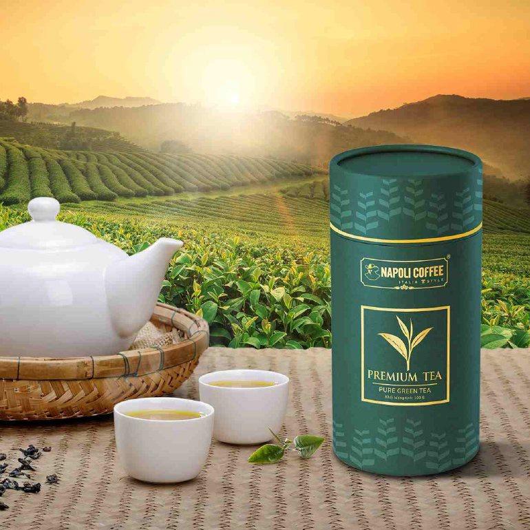 Trà Xanh Cầu Đất Đà Lạt Cao Cấp Napoli Premium Tea 100g - Định thần, Đậm vị, Hậu ngọt thơm lâu