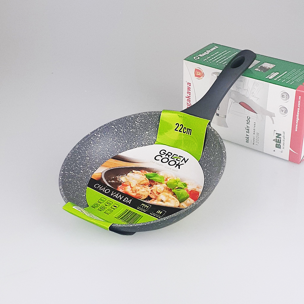 Chảo vân đá đáy từ chống dính CAO CẤP GreenCook Size 20 22 24 26 28 30cm