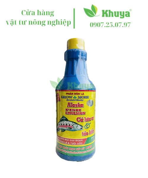 Phân bón lá Growmore Alaska Fish Emulsion Cá hữu cơ và Tảo biển 1 lít