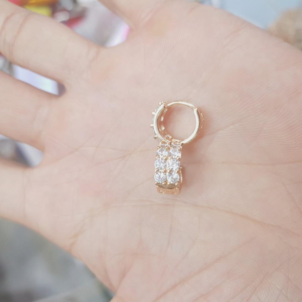 Khuyên Tai Mặt Xoàn Trắng Full Cao Cấp- Dùng tắm rửa thoải mái không phai