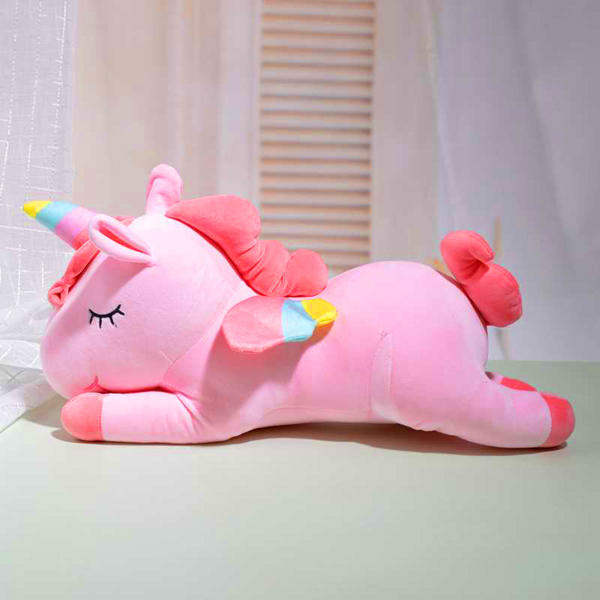 Gấu bông ngựa một sừng unicorn nằm (50 cm) gb45 (Màu Hồng)