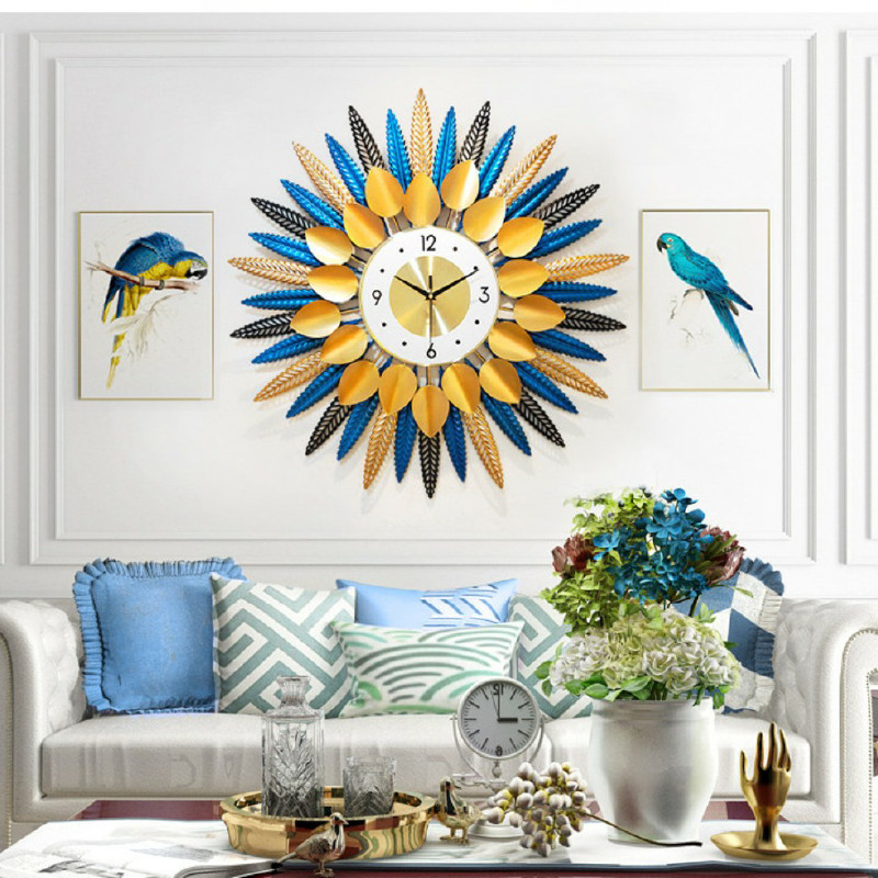 Đồng Hồ Treo Tường Nghệ Thuật Decor Phong Cách Bắc Âu Kích Thước 70*70cm Kết Hợp Màu Sắc Tinh Tế