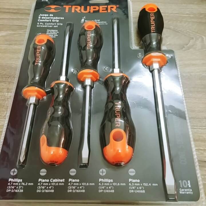 Bộ tuốc nơ vít dẹp và bake 5 cây Truper 14138