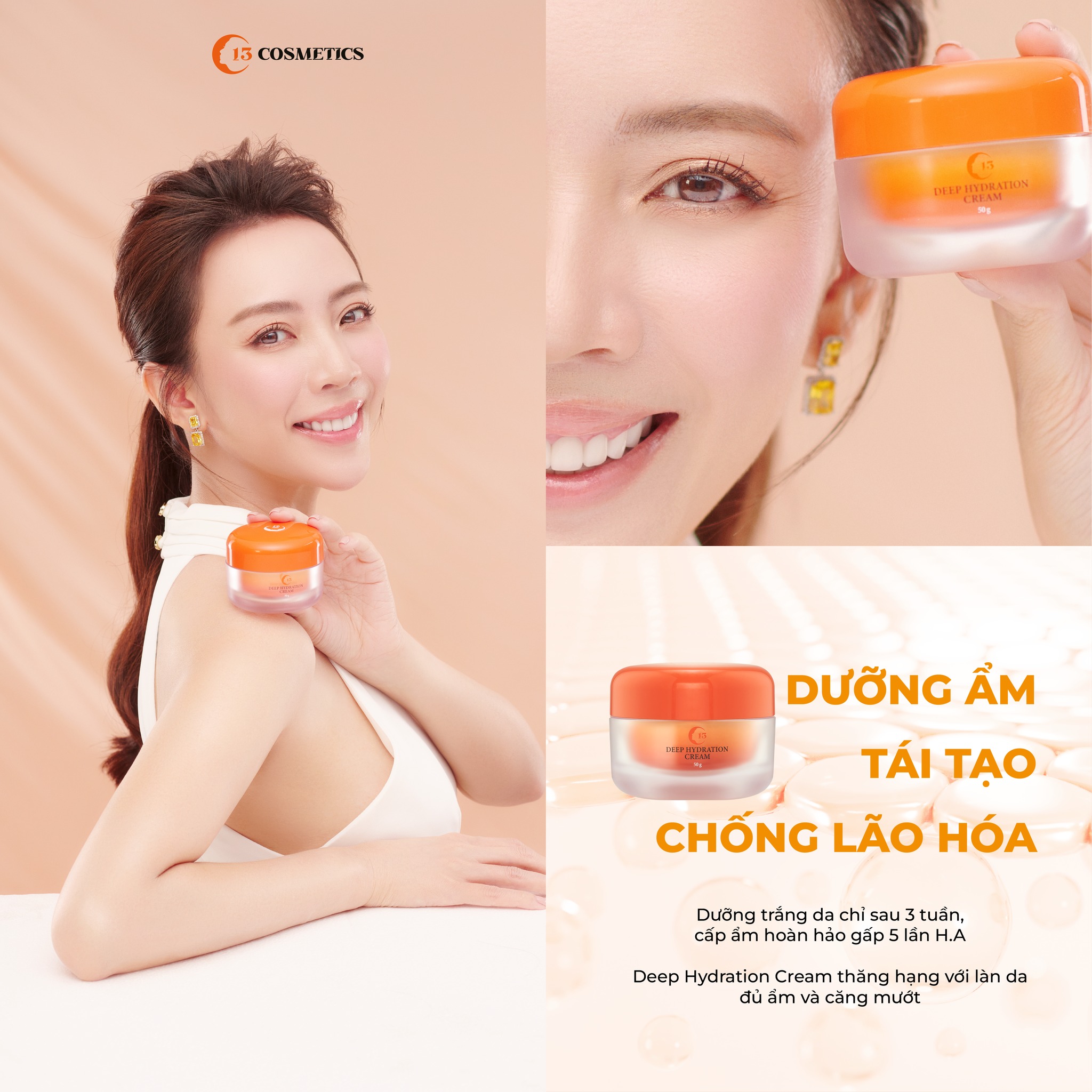 Kem Dưỡng Trắng Da, Cấp Ẩm Chuyên Sâu  Chiết Xuất Từ Đậu Nành Nhật Lên Men Deep Hydration Cream C13 Cosmetics Thu Trang