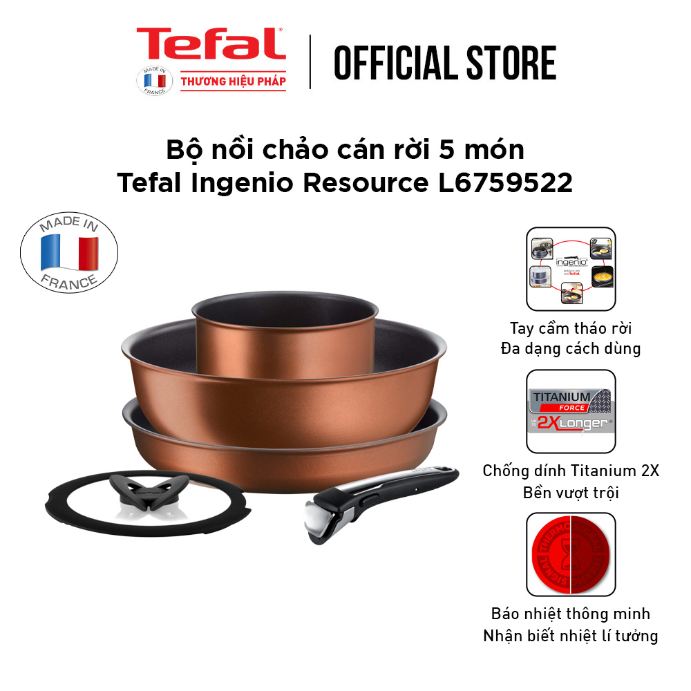 Bộ nồi chảo cán rời chống dính Tefal Ingenio L6759522 sản xuất tại Pháp , dùng cho mọi loại bếp - Hàng chính hãng