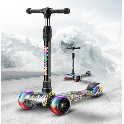 Xe Trượt Scooter Graffiti Cao Cấp 3 Bánh PU Phát Sáng - Hàng Chính Hãng Gobos