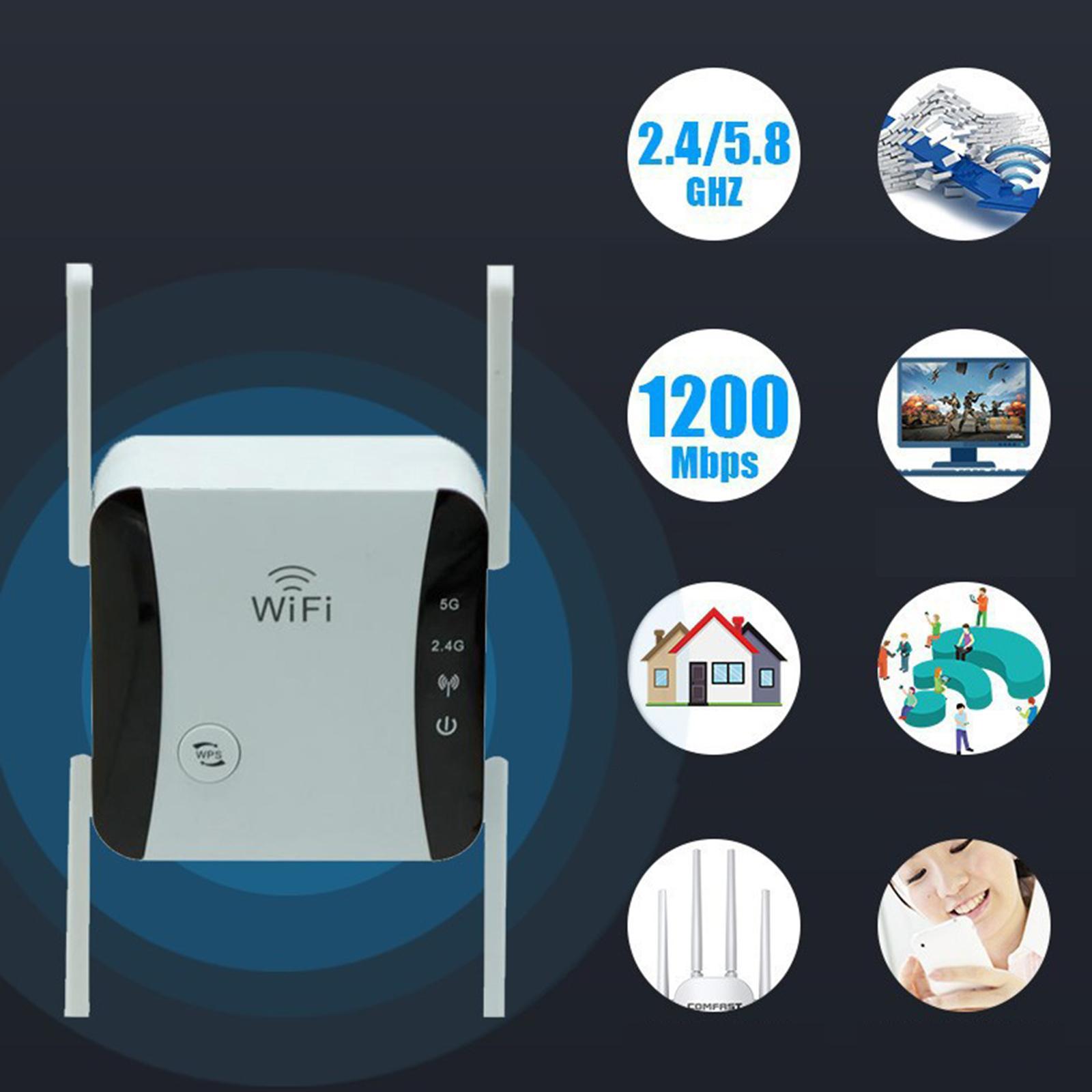 1200Mbps WiFi Extender Repeater 5G 2.4G Dual Band for Home