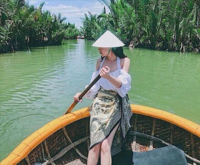 Khăn Choàng Boho trắng kem Họa Tiết Thổ Cẩm Đi Biển.